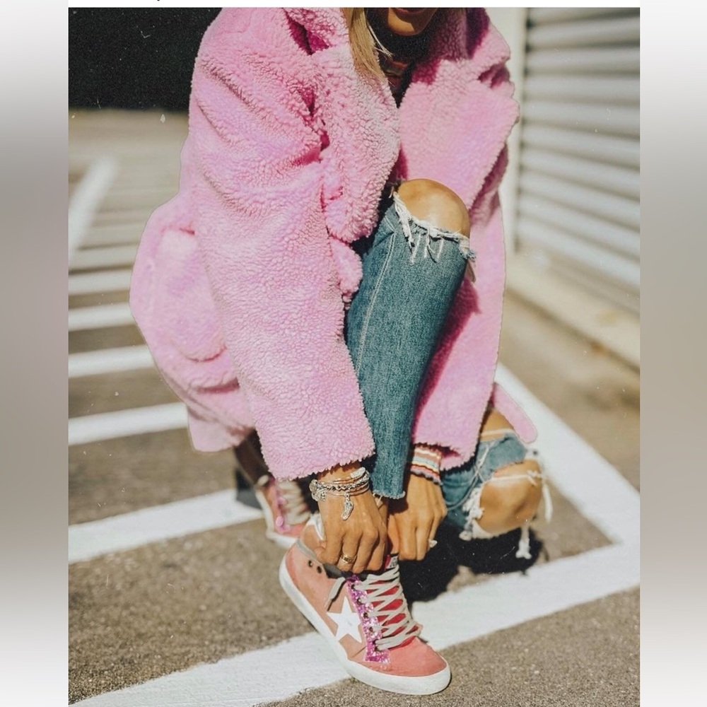 pink golden goose mid star sneakers